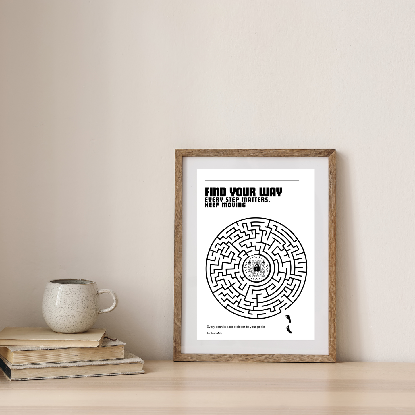 Find Your Way – Motivational Maze Poster with QR Inspiration | Digital Download