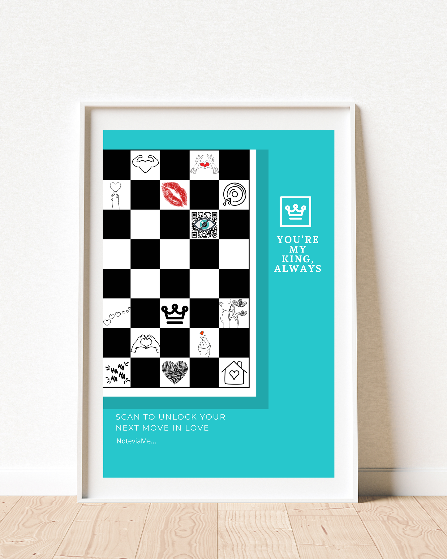 You’re My King – Romantic Chess Love Poster for Him | QR Love Notes | Digital Download