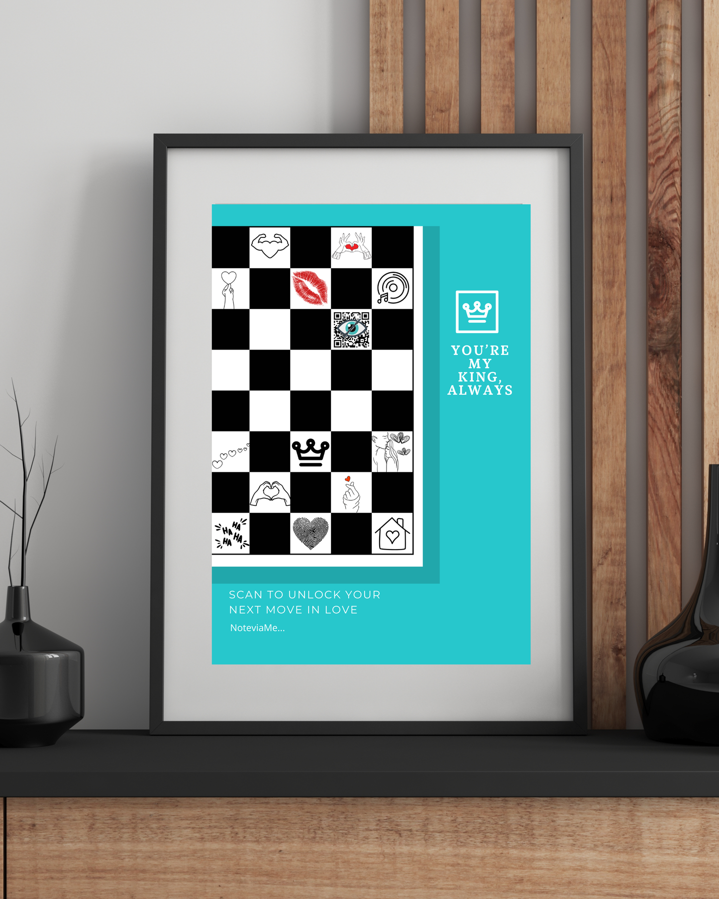 You’re My King – Romantic Chess Love Poster for Him | QR Love Notes | Digital Download