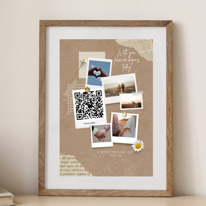 With You, Forever Begins – Romantic Love QR Poster | Digital Wall Art