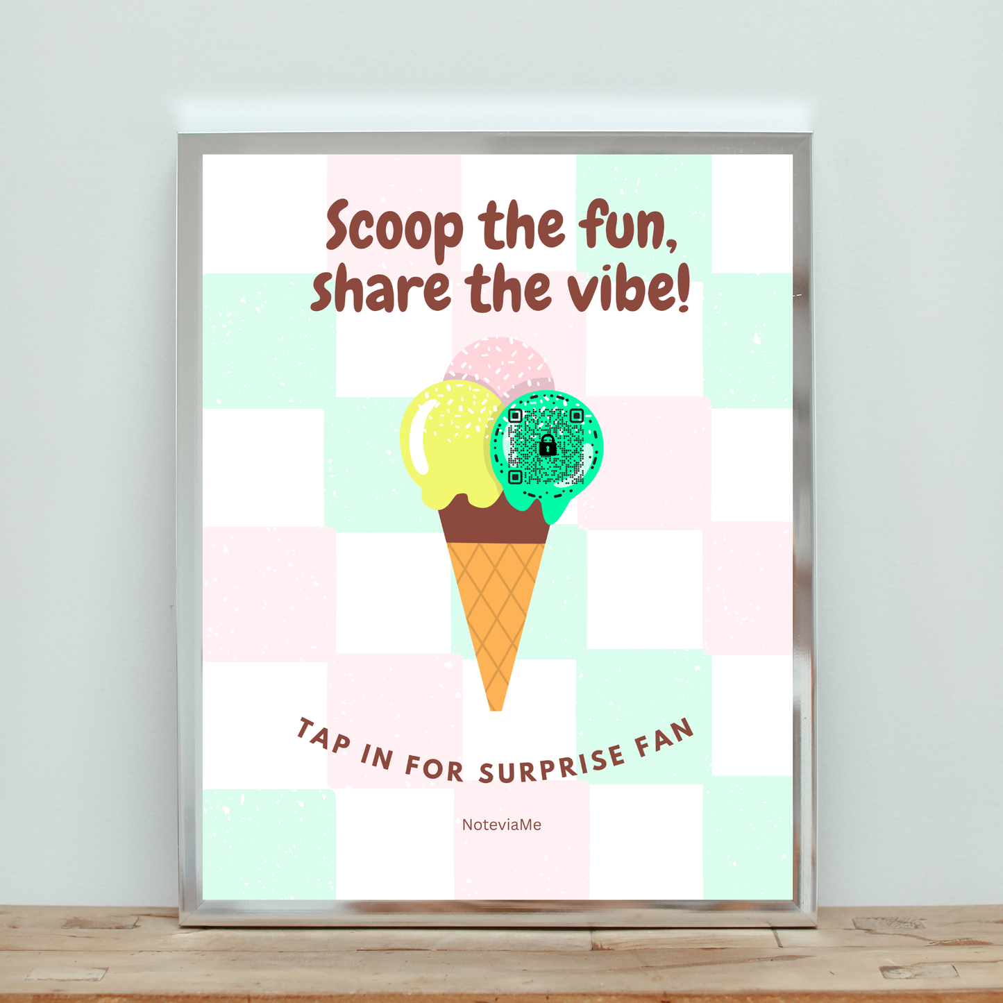 Ice Cream Vibes Poster – Fun QR Code Wall Art | Digital Printable Decor