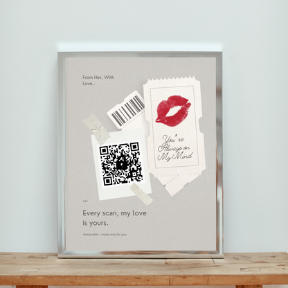 Always on My Mind – Romantic Love Poster for Him with QR Messages | Digital Download