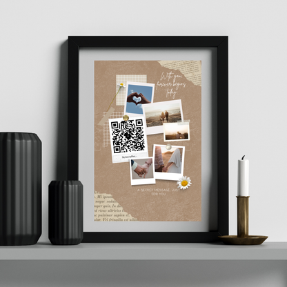 With You, Forever Begins – Romantic Love QR Poster | Digital Wall Art