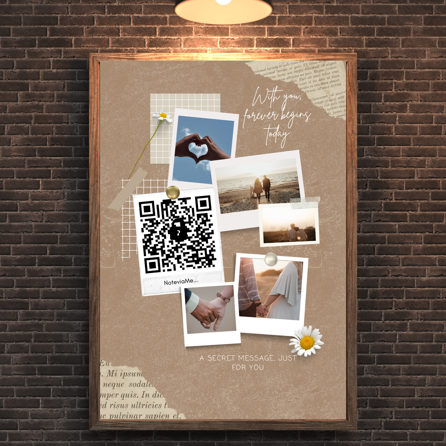 With You, Forever Begins – Romantic Love QR Poster | Digital Wall Art