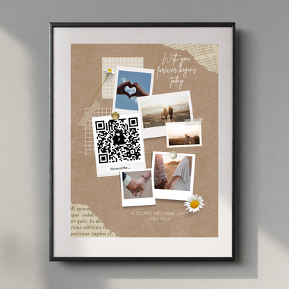 With You, Forever Begins – Romantic Love QR Poster | Digital Wall Art