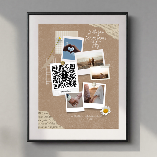 With You, Forever Begins – Romantic Love QR Poster | Digital Wall Art