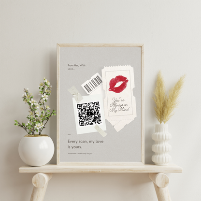 Always on My Mind – Romantic Love Poster for Him with QR Messages | Digital Download