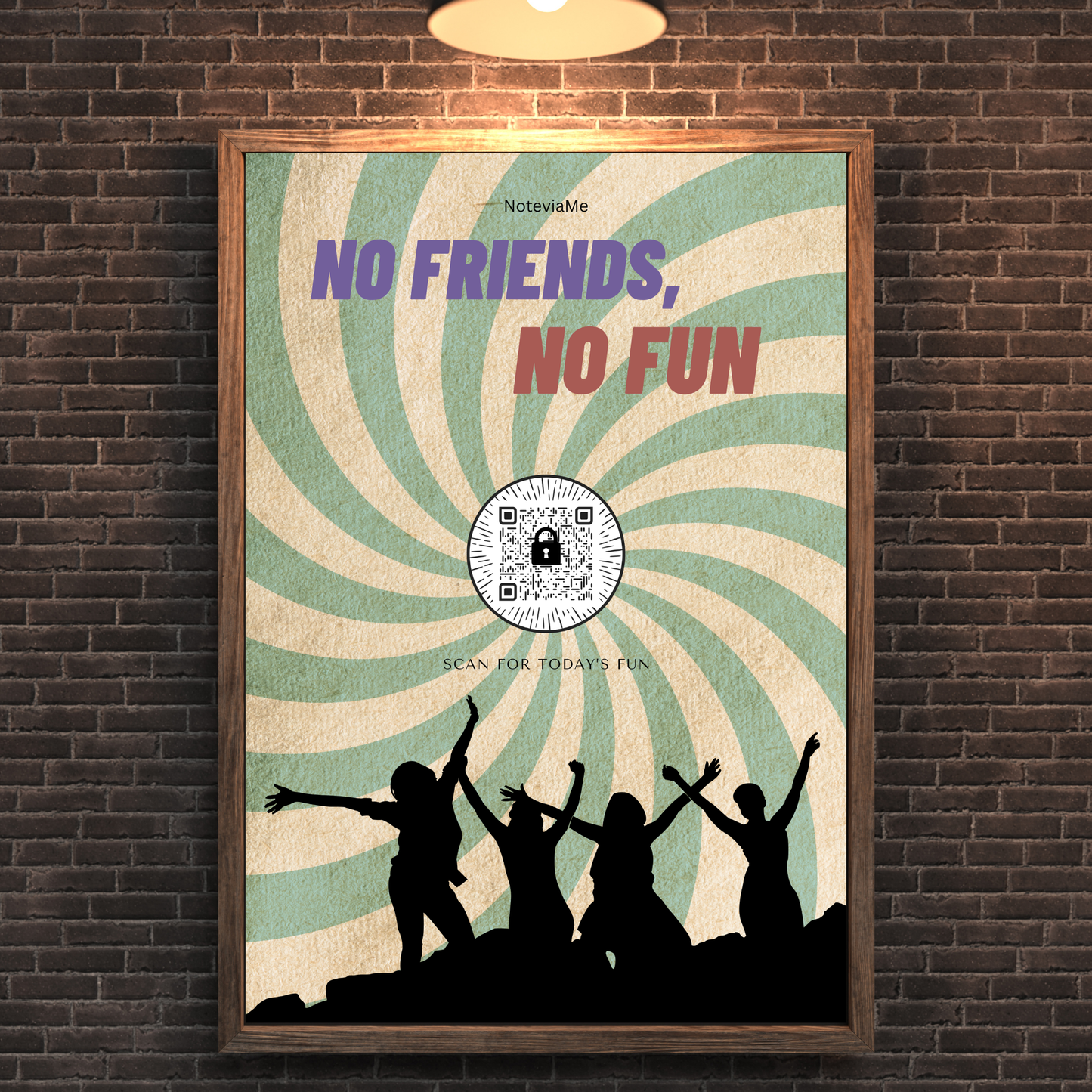No Friends, No Fun” QR Code Digital Poster – Party Vibes Wall Art