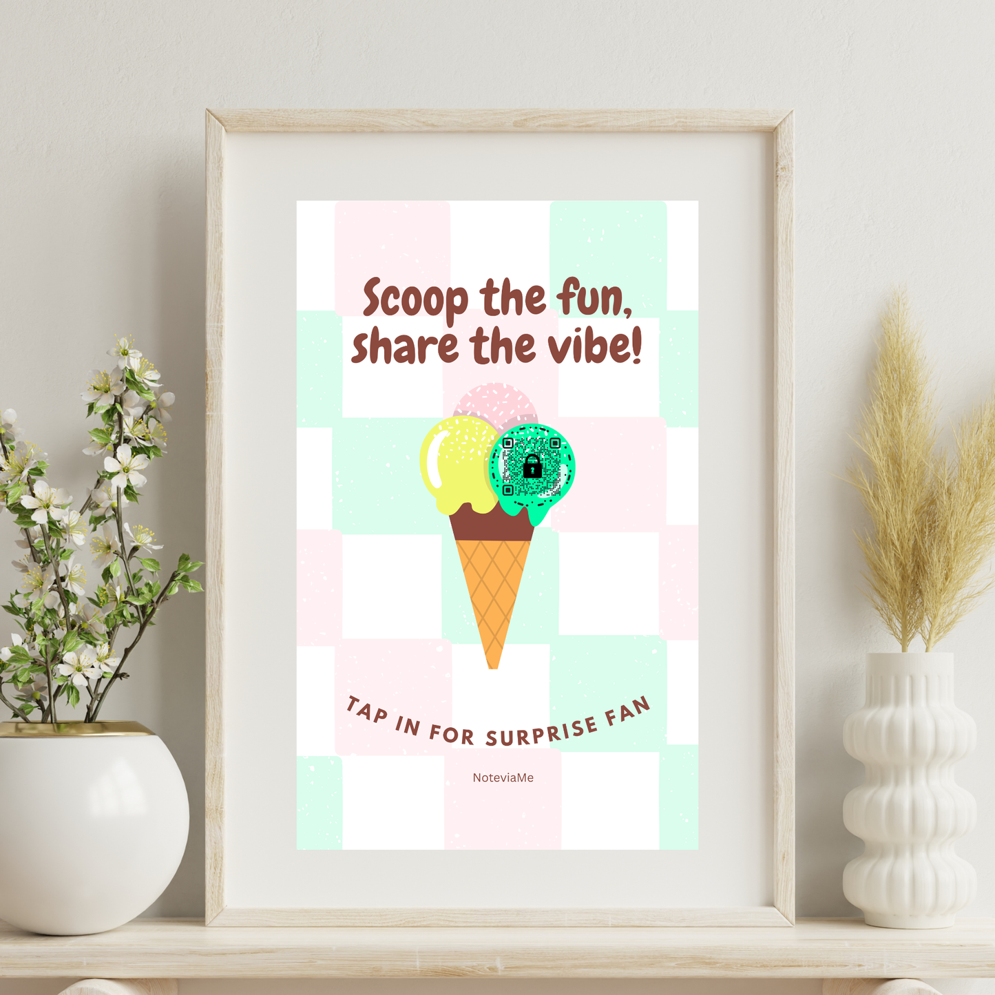 Ice Cream Vibes Poster – Fun QR Code Wall Art | Digital Printable Decor