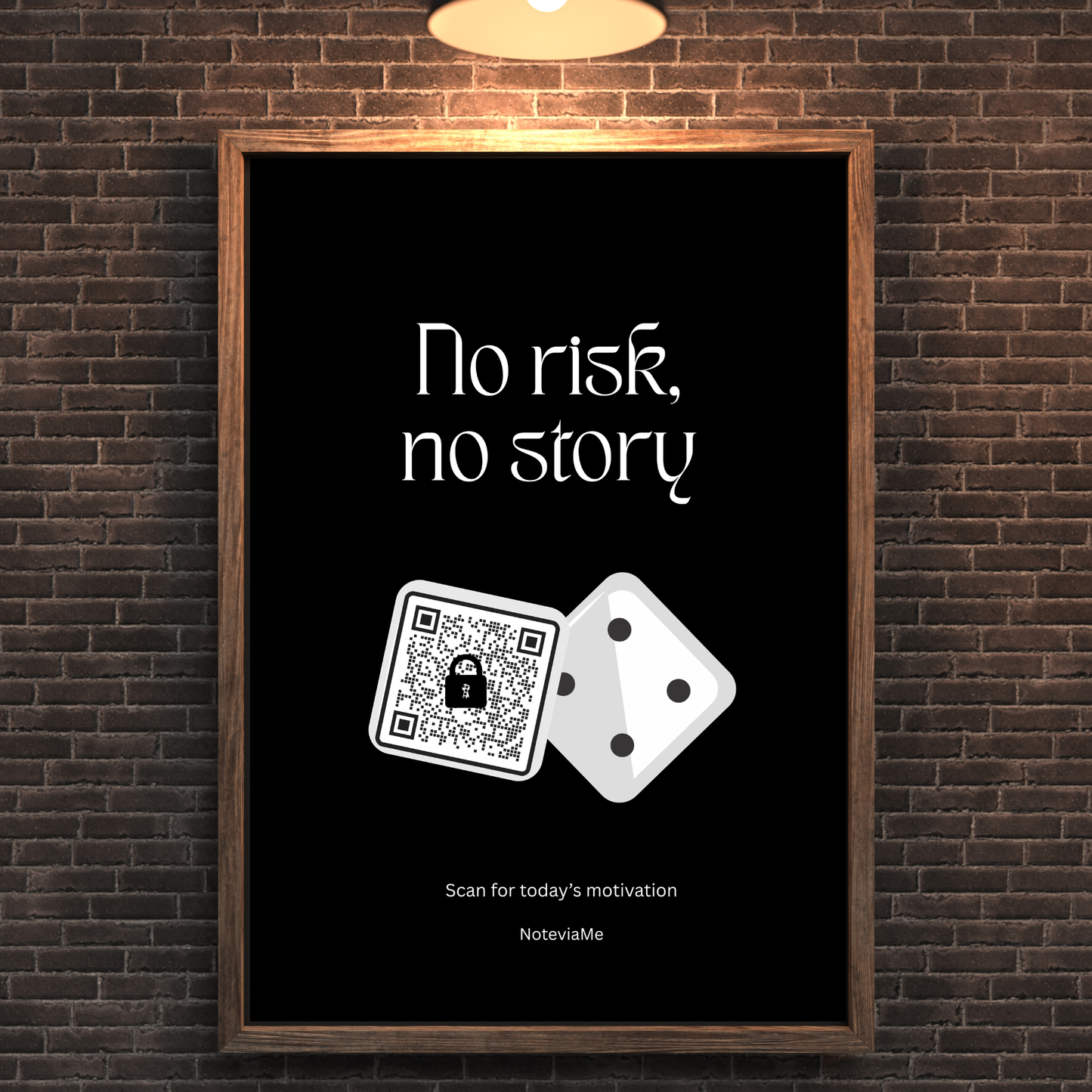 Motivational Poster – “No Risk, No Story” | Digital Wall Art with QR Code Inspiration