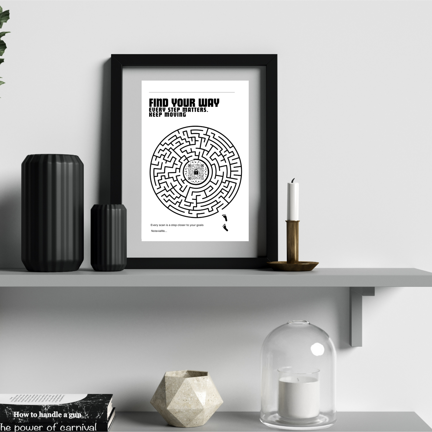 Find Your Way – Motivational Maze Poster with QR Inspiration | Digital Download