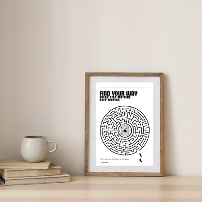 Find Your Way – Motivational Maze Poster with QR Inspiration | Digital Download